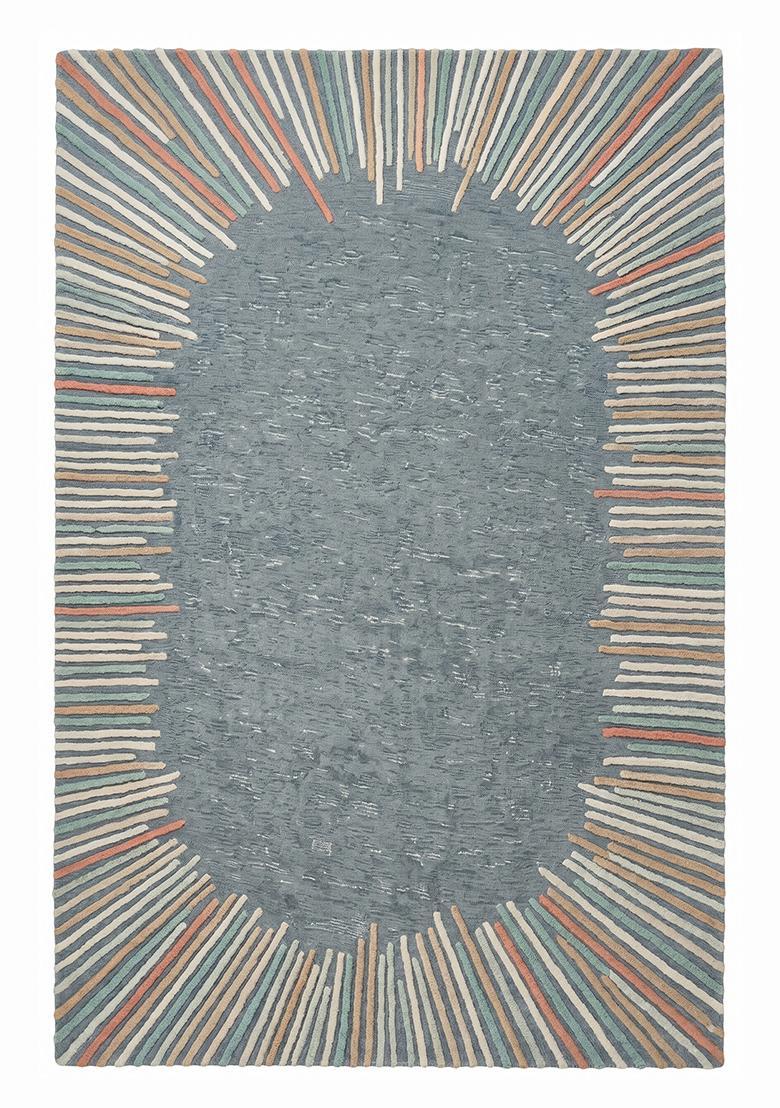 Saffron Rugs Hand Tufted Steel Grey Striped Contemporary Rectangular Wool Area Rug - Indya