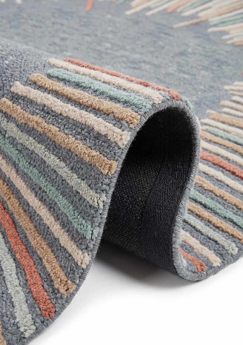 Saffron Rugs Hand Tufted Steel Grey Striped Contemporary Rectangular Wool Area Rug - Indya