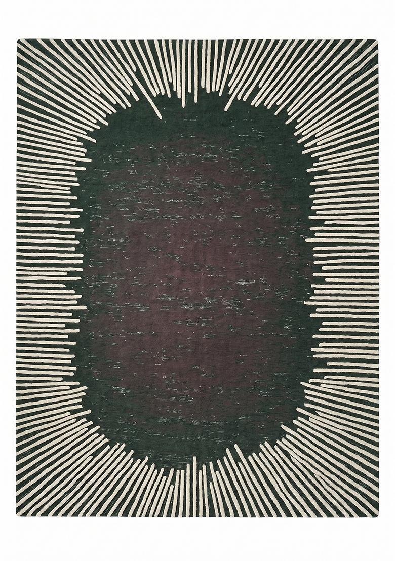 Saffron Rugs Hand Tufted Charcoal Striped Contemporary Rectangular Wool Area Rug - Indya