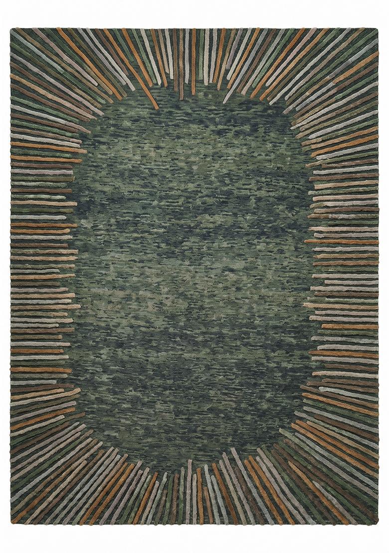 Saffron Rugs Hand Tufted Dark Grey Striped Contemporary Rectangular Wool Area Rug - Indya