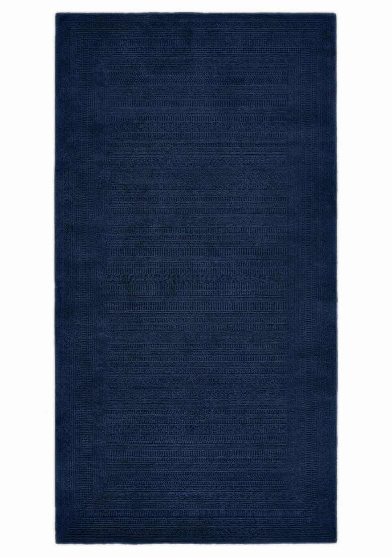 Saffron Rugs Hand Tufted Navy Blue Solid Contemporary Rectangular Wool Area Rug - Indya