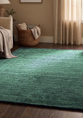 Saffron Rugs Hand Tufted Emerald Green Solid 0 Rectangular Wool Area Rug