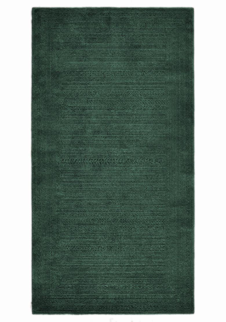 Saffron Rugs Hand Tufted Emerald Green Solid 0 Rectangular Wool Area Rug - Indya