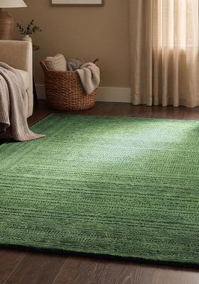 Saffron Rugs Hand Tufted Lime Green Solid 0 Rectangular Wool Area Rug