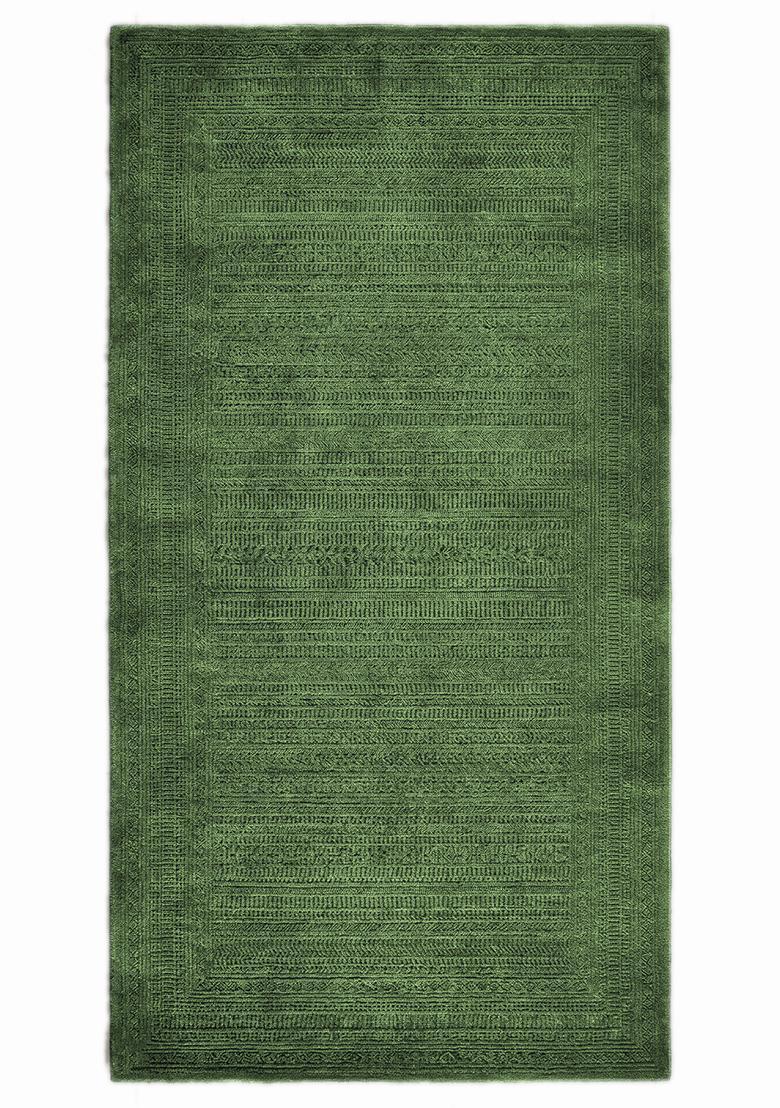 Saffron Rugs Hand Tufted Lime Green Solid 0 Rectangular Wool Area Rug - Indya