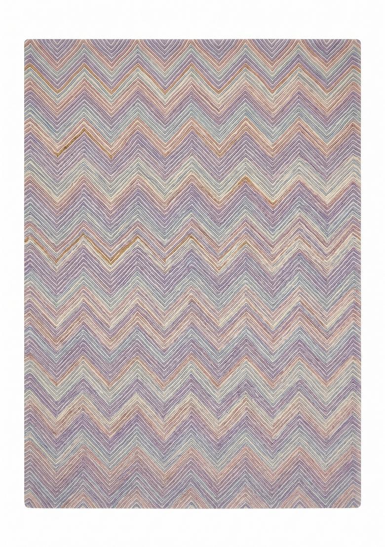 Saffron Rugs Hand Tufted Lavender Chevron Modern Rectangular Wool Area Rug - Indya