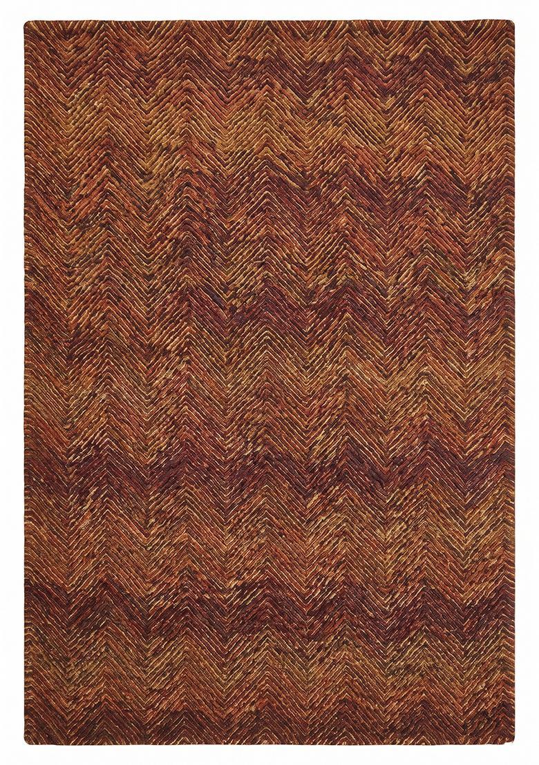 Saffron Rugs Hand Tufted Chestnut Brown Chevron Modern Rectangular Wool Area Rug - Indya