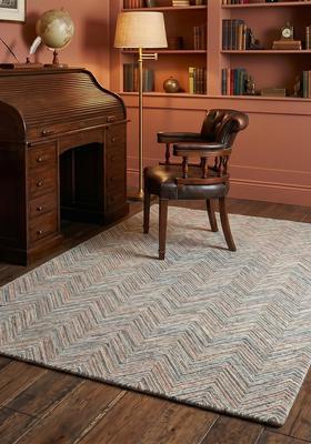 Saffron Rugs Hand Tufted Light Taupe Chevron Modern Rectangular Wool Area Rug