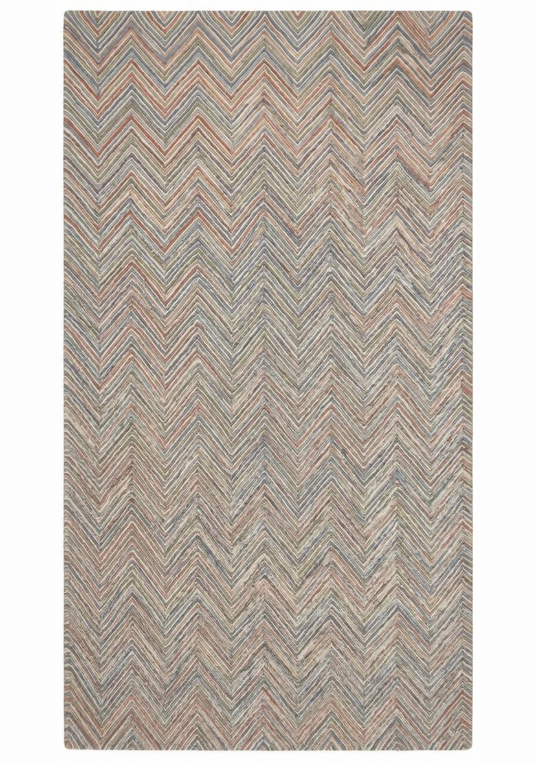 Saffron Rugs Hand Tufted Light Taupe Chevron Modern Rectangular Wool Area Rug - Indya