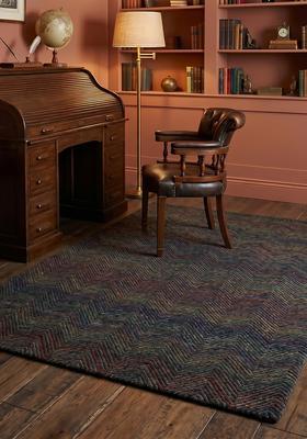 Saffron Rugs Hand Tufted Mocha Chevron Modern Rectangular Wool Area Rug
