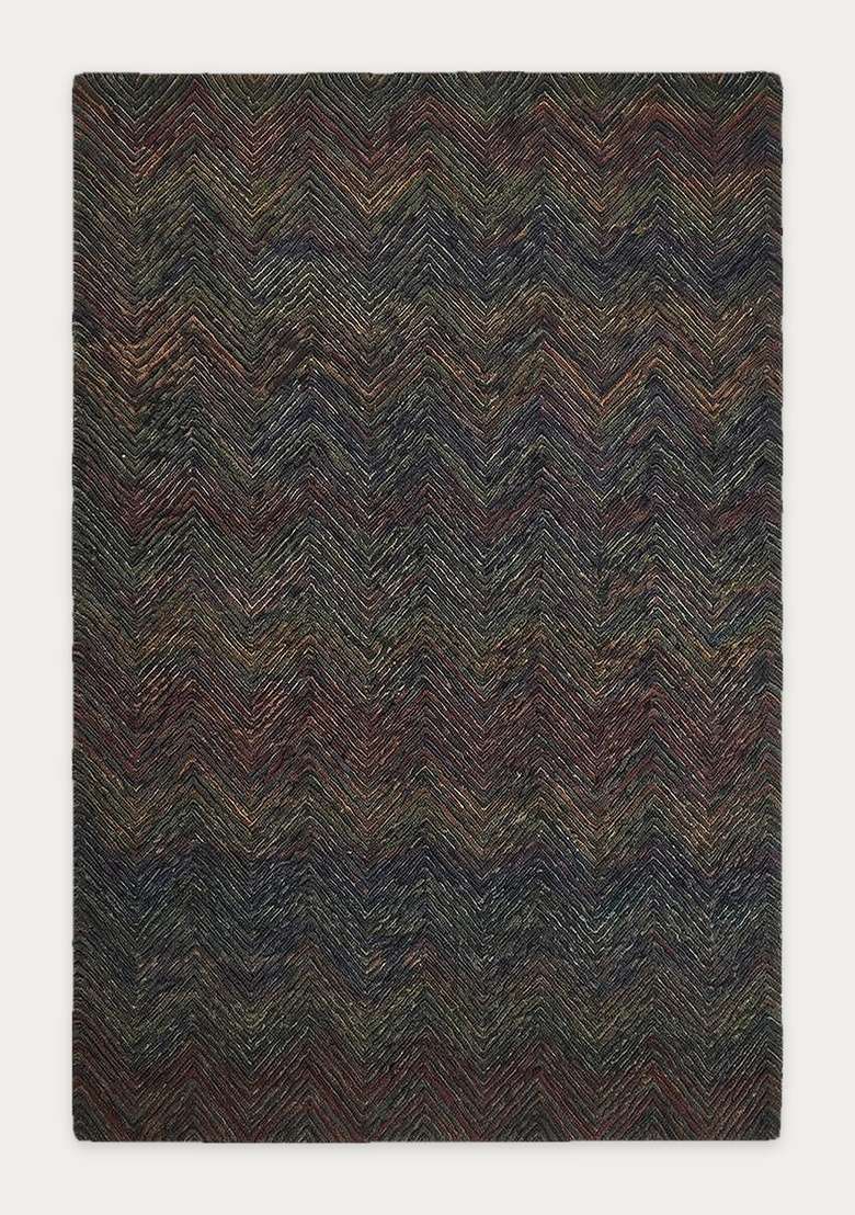 Saffron Rugs Mocha Modern Chevron Hand Tufted Wool Rectangular Rug - Indya