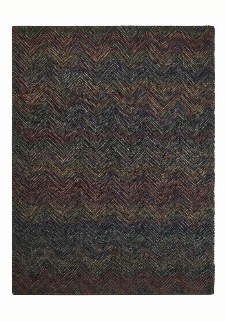 Saffron Rugs Hand Tufted Mocha Chevron Modern Rectangular Wool Area Rug - Indya