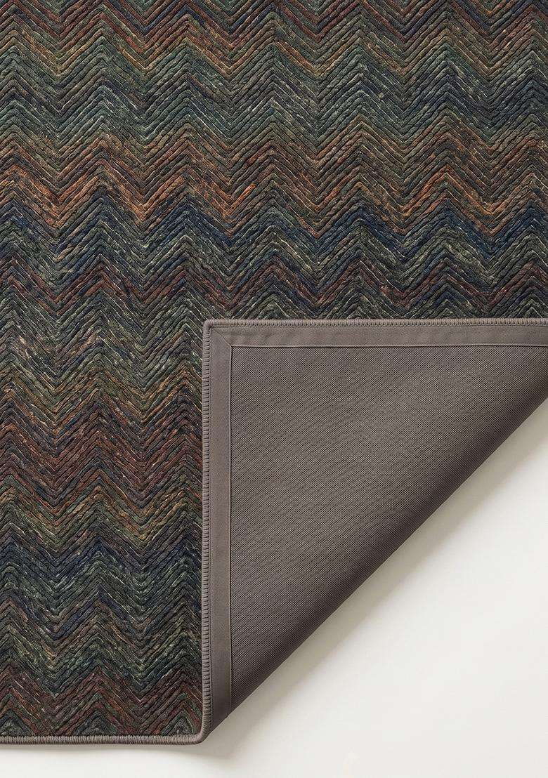 Saffron Rugs Mocha Modern Chevron Hand Tufted Wool Rectangular Rug - Indya