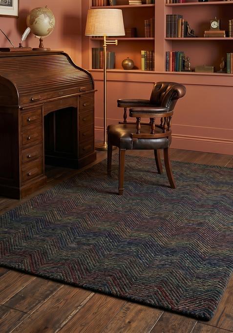 Saffron Rugs Hand Tufted Mocha Chevron Modern Rectangular Wool Area Rug
