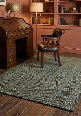 Saffron Rugs Hand Tufted Smoke Grey Chevron Modern Rectangular Wool Area Rug