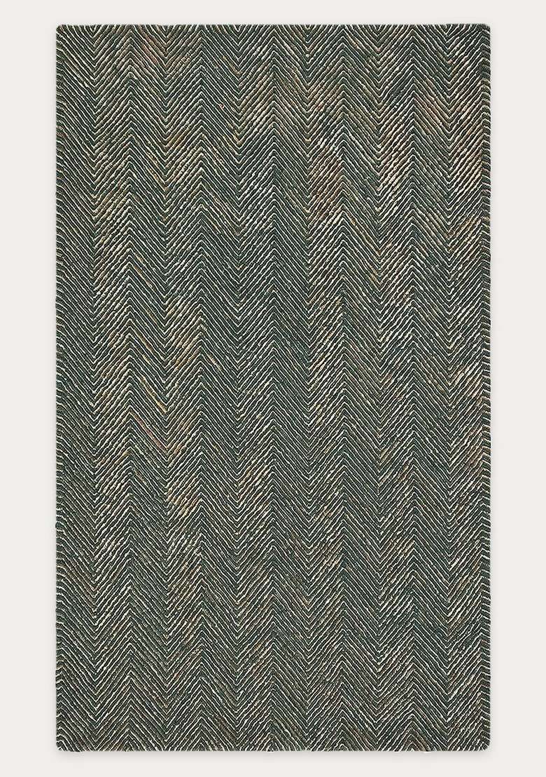 100% Wool Handmade Smoke Grey Rug | Modern Chevron Carpet With Cotton Backing For Living Room - Indya