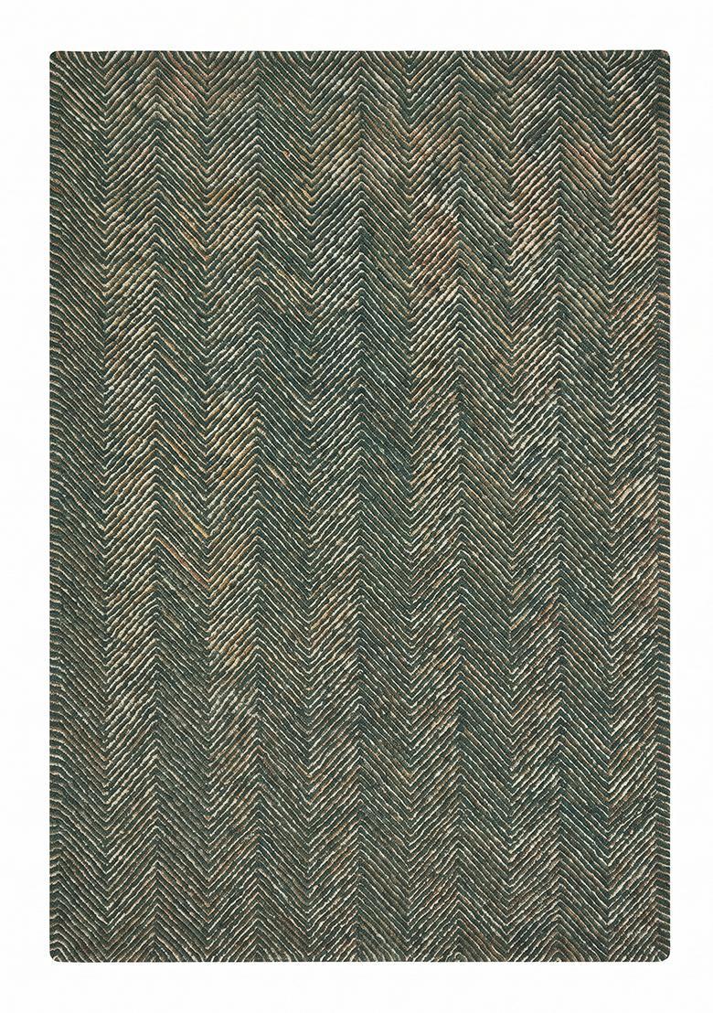 Saffron Rugs Hand Tufted Smoke Grey Chevron Modern Rectangular Wool Area Rug - Indya