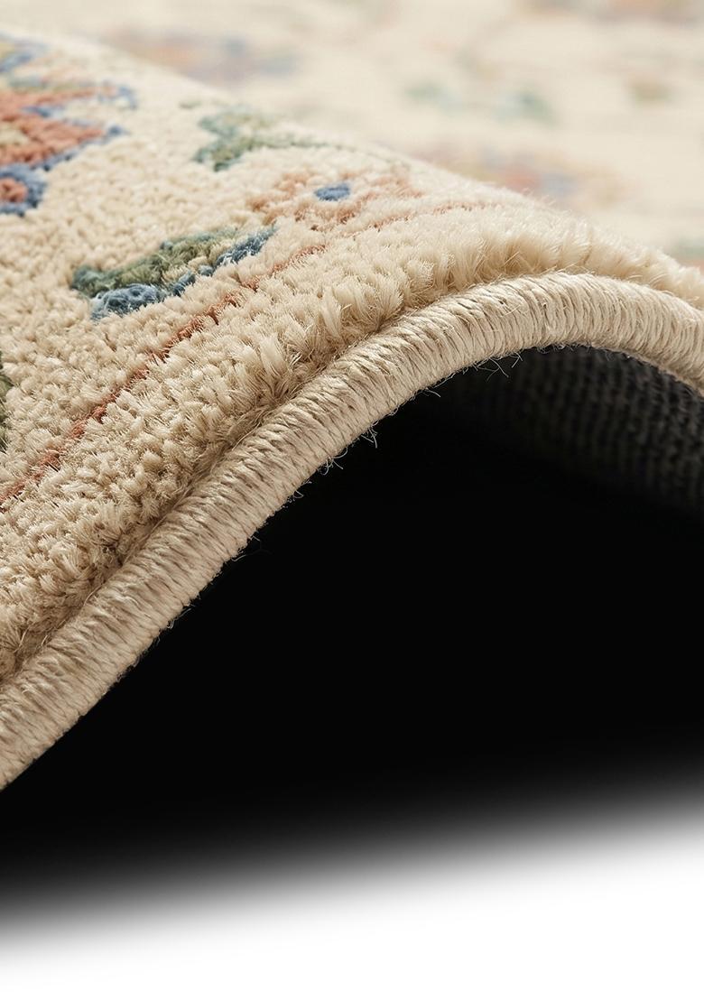 Saffron Rugs Hand Tufted Beige Floral Oriental Rectangular Wool Area Rug - Indya