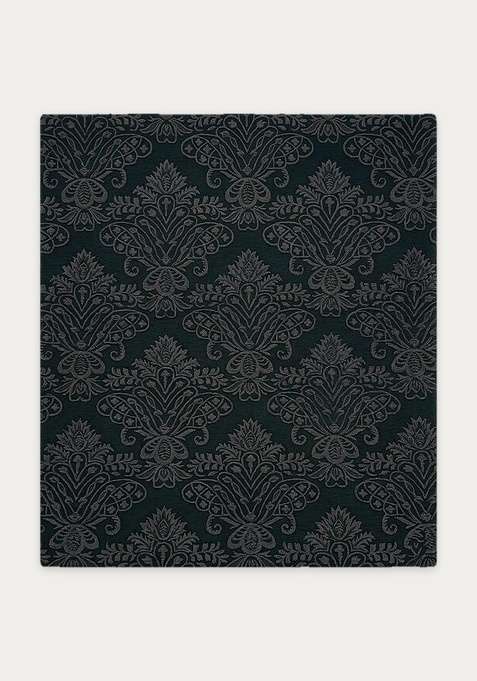 100% Wool Handmade Forestgreen Charcoal Rug | Victorian Floral Square Carpet With Cotton Backing For Living Room