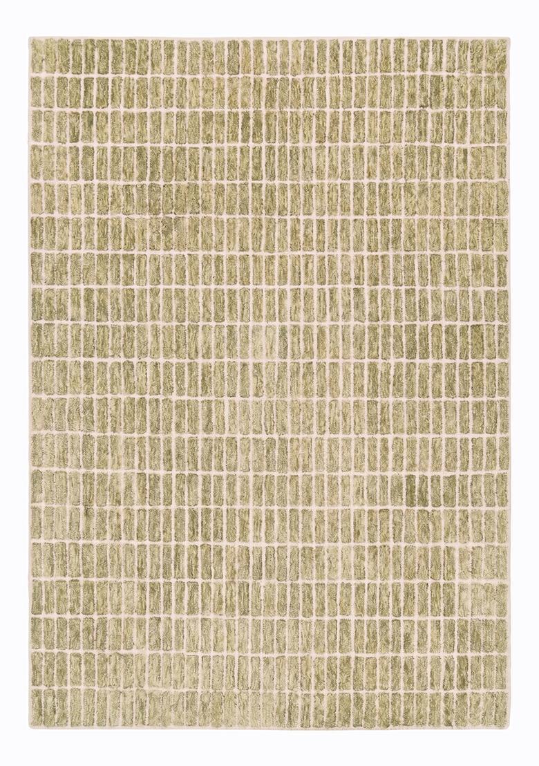 Saffron Rugs Tufted Sage Beige Geometric Contemporary Rectangular Wool Area Rug - Indya