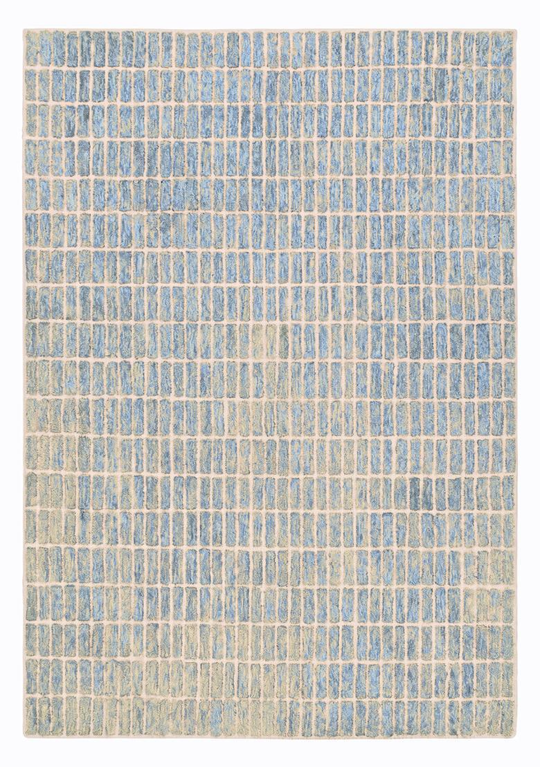 Saffron Rugs Tufted Pastel Blue Geometric Contemporary Rectangular Wool Area Rug - Indya
