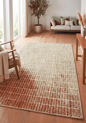 Saffron Rugs Tufted Burnt Orange Geometric Contemporary Rectangular Wool Area Rug