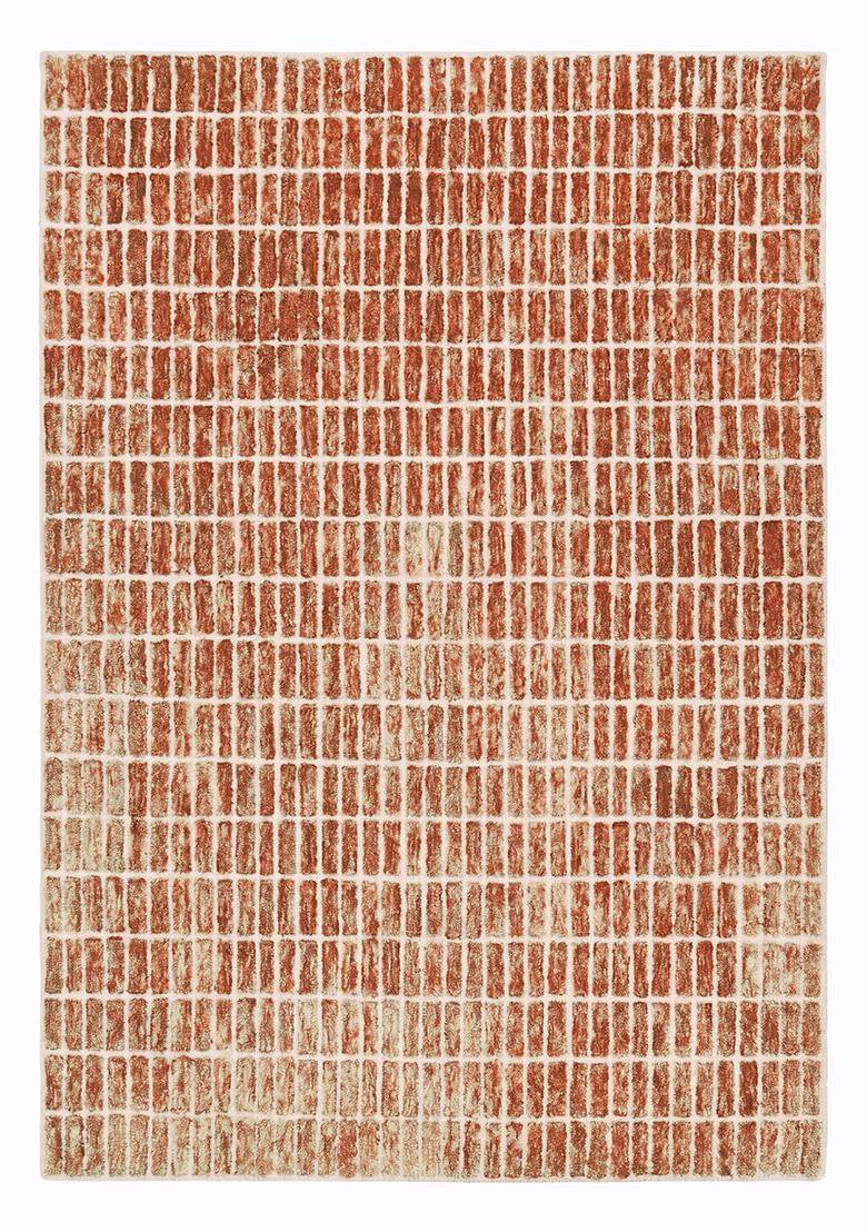 Saffron Rugs Tufted Burnt Orange Geometric Contemporary Rectangular Wool Area Rug - Indya