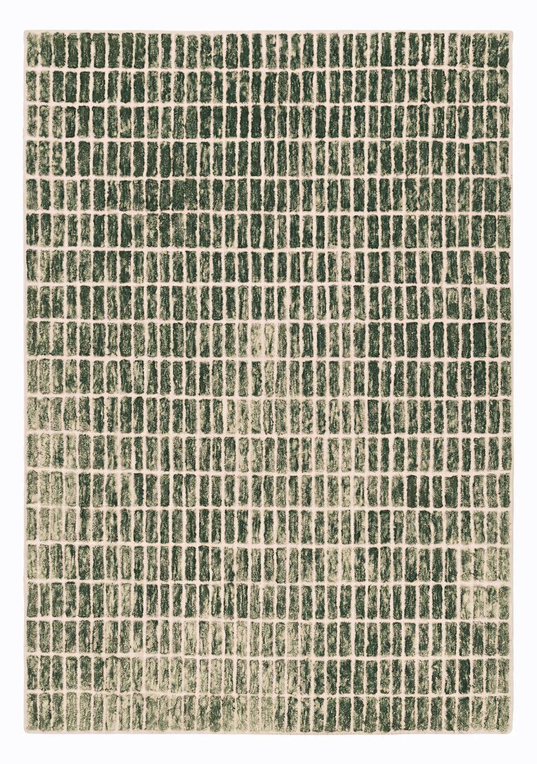 Saffron Rugs Tufted Forest Green Geometric Contemporary Rectangular Wool Area Rug - Indya