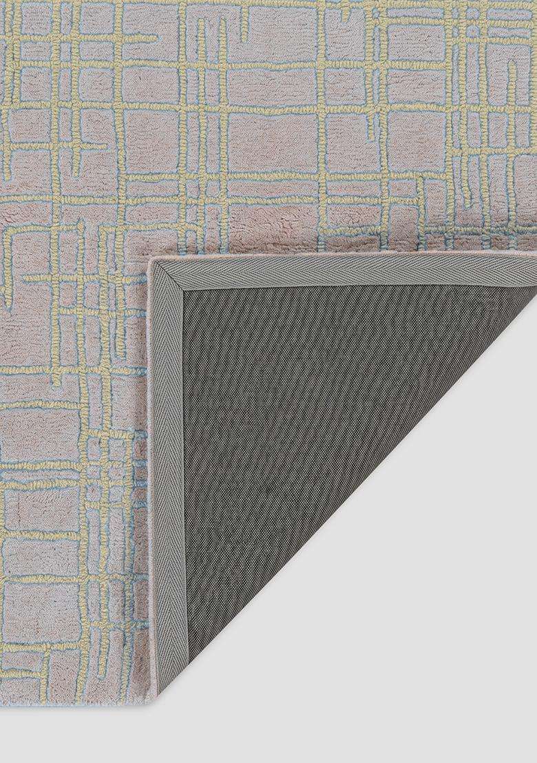 100% Wool Handmade Light Grey Rug | Contemporary Geometric Carpet With Cotton Backing For Living Room - Indya