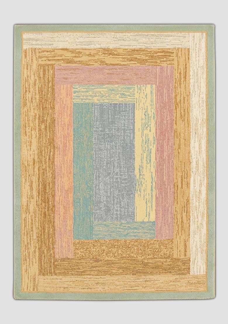 Saffron Rugs Hand Tufted Mustard Yellow Geometric Contemporary Rectangular Wool Area Rug - Indya