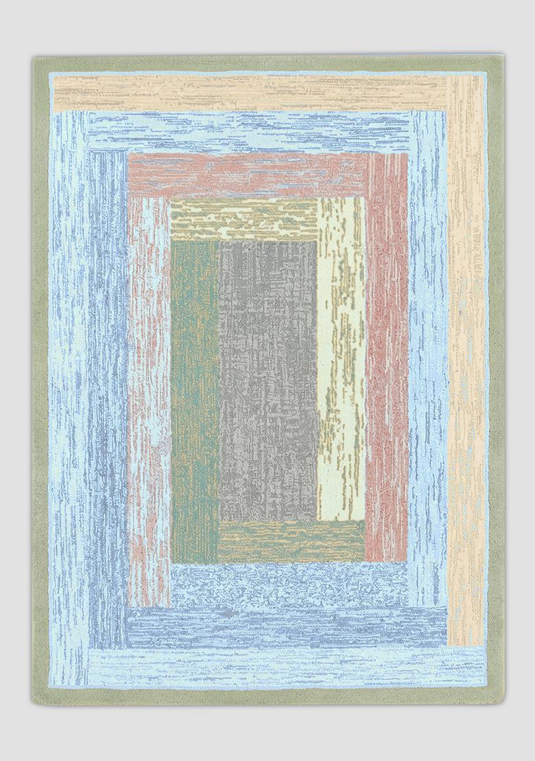 Saffron Rugs Hand Tufted Pastel Blue Geometric Contemporary Rectangular Wool Area Rug - Indya