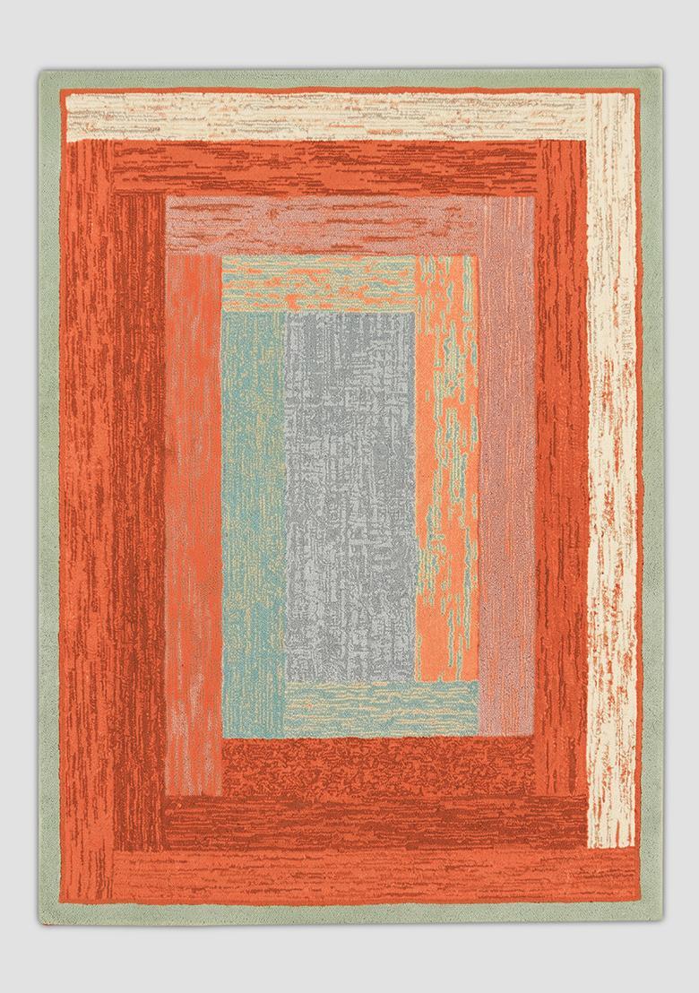 Saffron Rugs Hand Tufted Burnt Orange Geometric Contemporary Rectangular Wool Area Rug - Indya