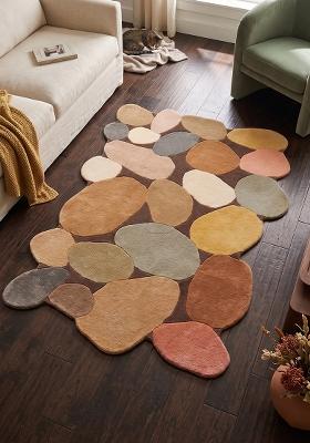 Saffron Rugs Hand Tufted Burnt Orange Geometric Contemporary Oblong Wool Area Rug