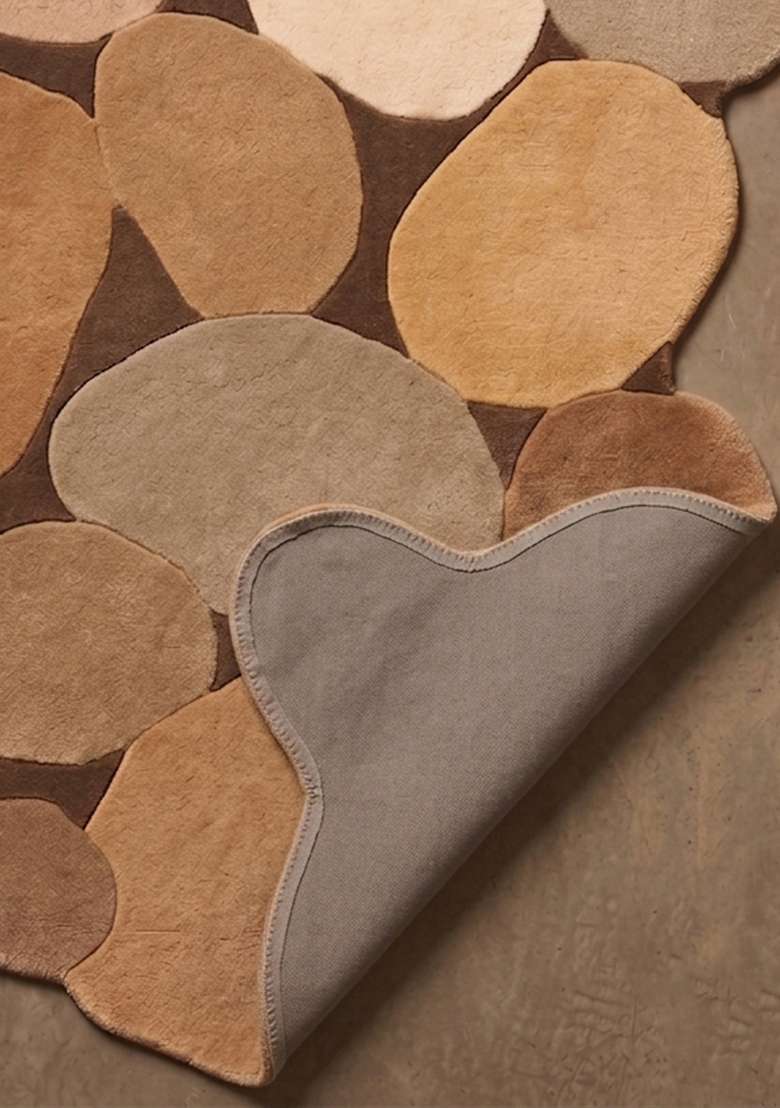 Saffron Rugs Warm Camel Contemporary Geometric Hand Tufted Wool Oblong Rug - Indya