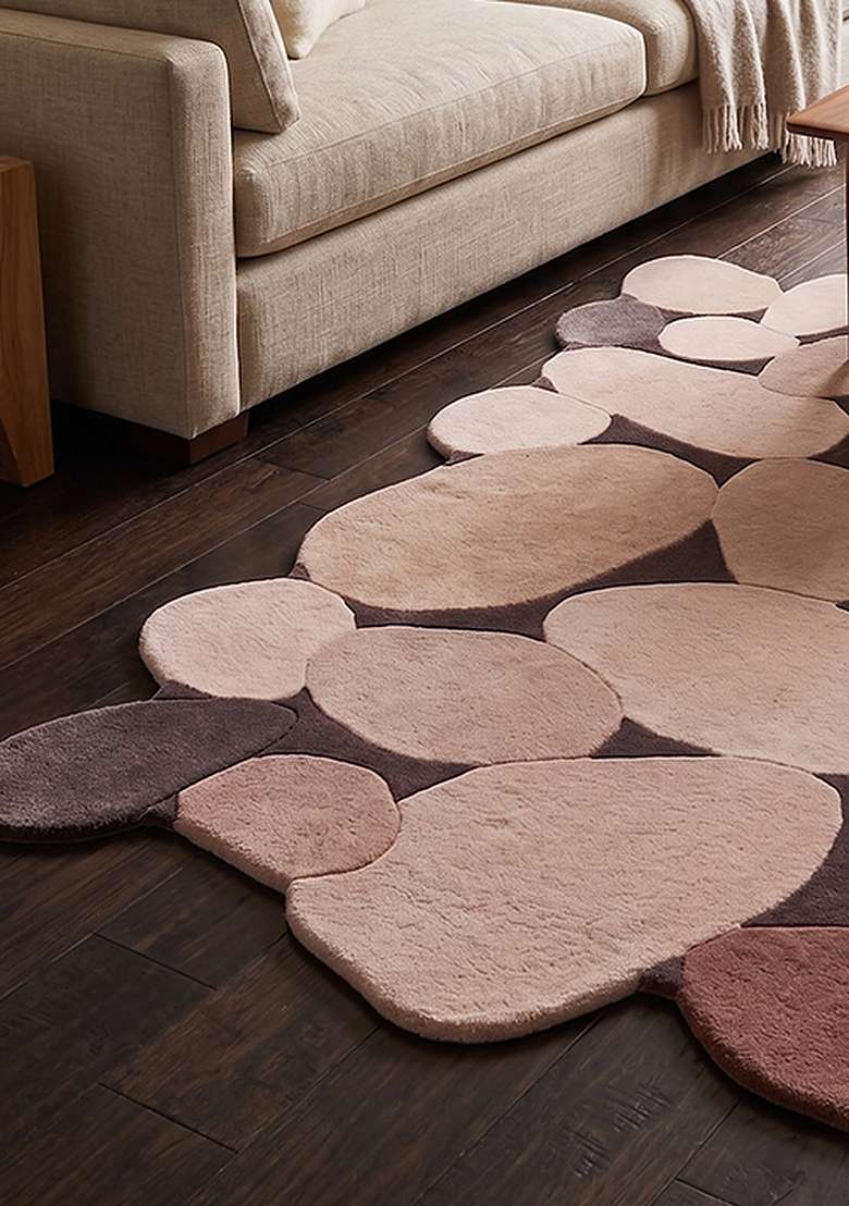 Saffron Rugs Dusty Rose Contemporary Geometric Hand Tufted Wool Oblong Rug - Indya