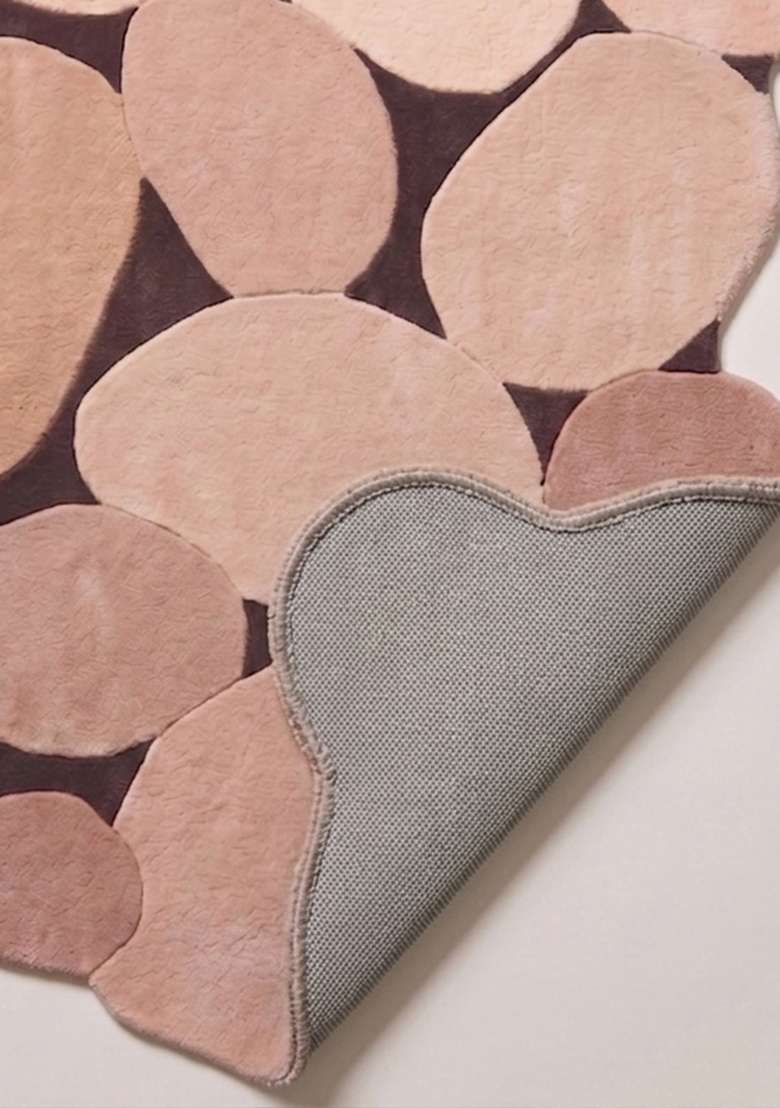 Saffron Rugs Dusty Rose Contemporary Geometric Hand Tufted Wool Oblong Rug - Indya