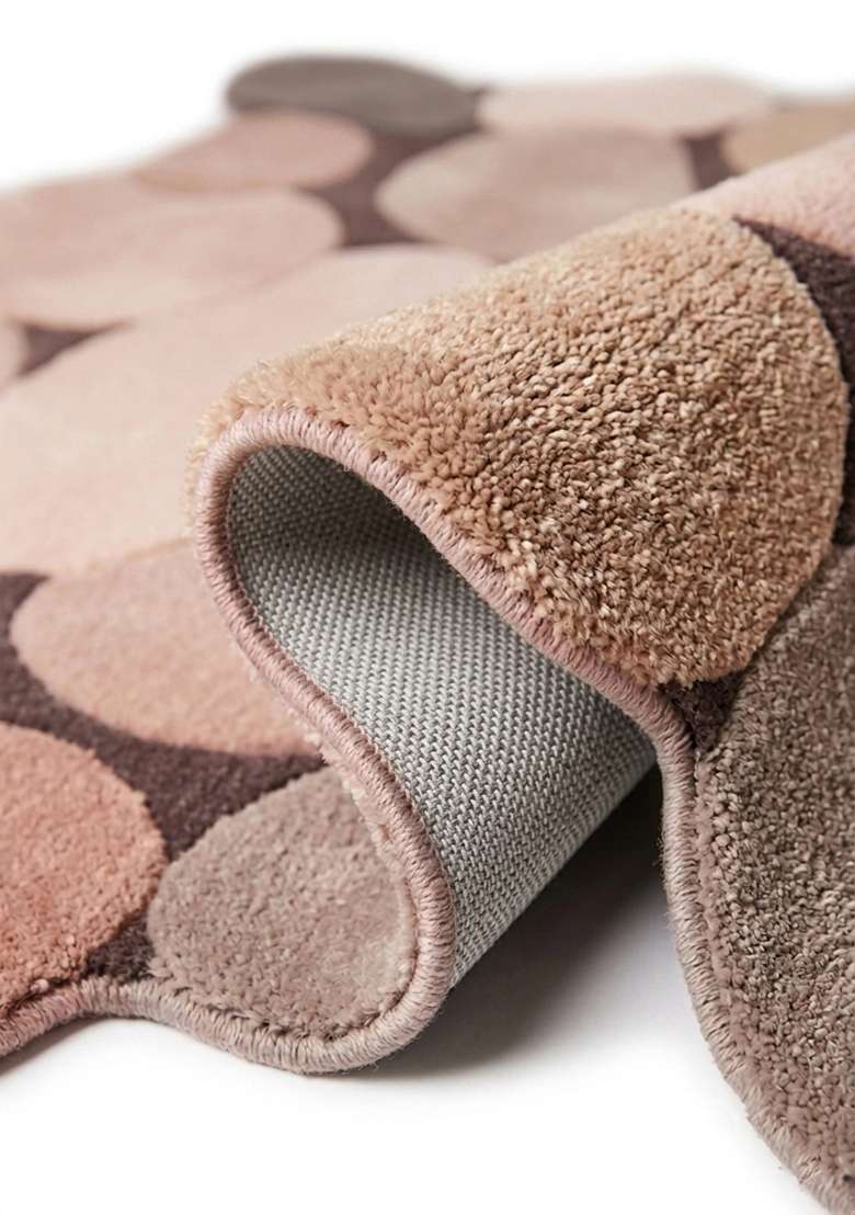 Saffron Rugs Dusty Rose Contemporary Geometric Hand Tufted Wool Oblong Rug - Indya