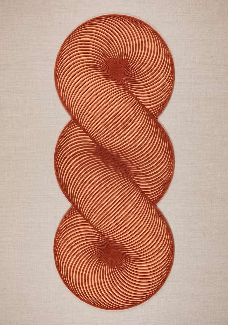 Saffron Rugs Rust Orange Mid Century Modern Swirl Hand Tufted Wool Oblong Rug - Indya