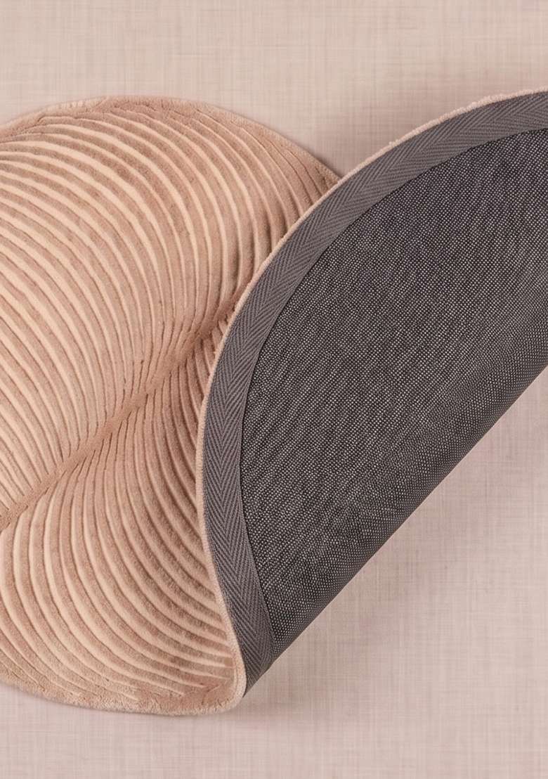 Saffron Rugs Ivory Beige Mid Century Modern Swirl Hand Tufted Wool Oblong Rug - Indya