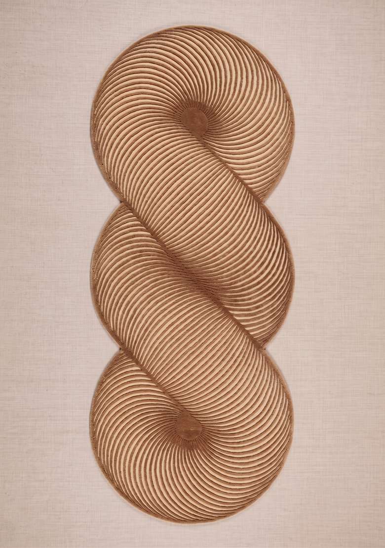 Saffron Rugs Warm Camel Mid Century Modern Swirl Hand Tufted Wool Oblong Rug - Indya
