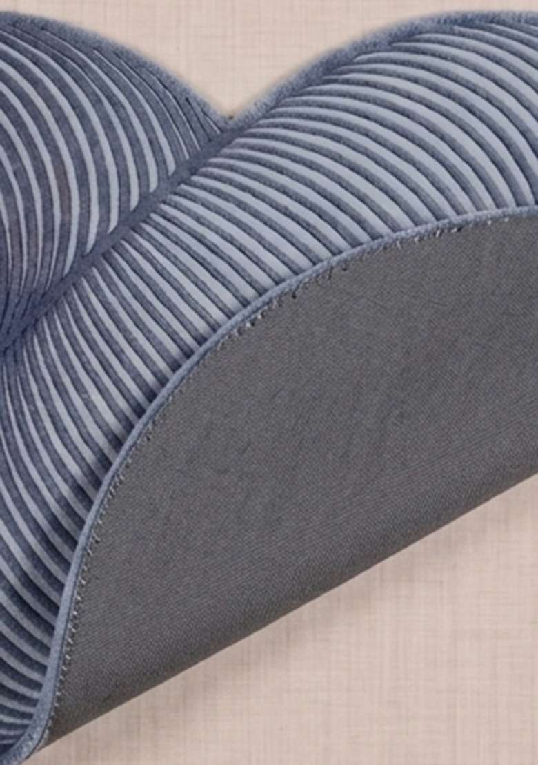 100% Wool Handmade Slate Blue Rug | Mid Century Modern Swirls Oblong Carpet With Cotton Backing For Living Room - Indya