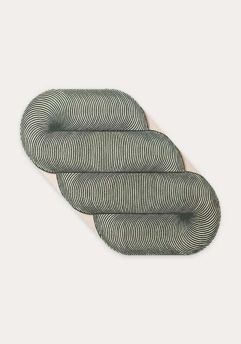 100% Wool Handmade Muted Sage Rug | Mid Century Modern Swirls Oblong Carpet With Cotton Backing For Living Room