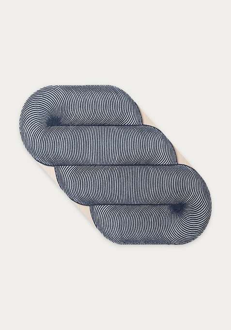 100% Wool Handmade Steel Blue Rug | Mid Century Modern Swirls Oblong Carpet With Cotton Backing For Living Room