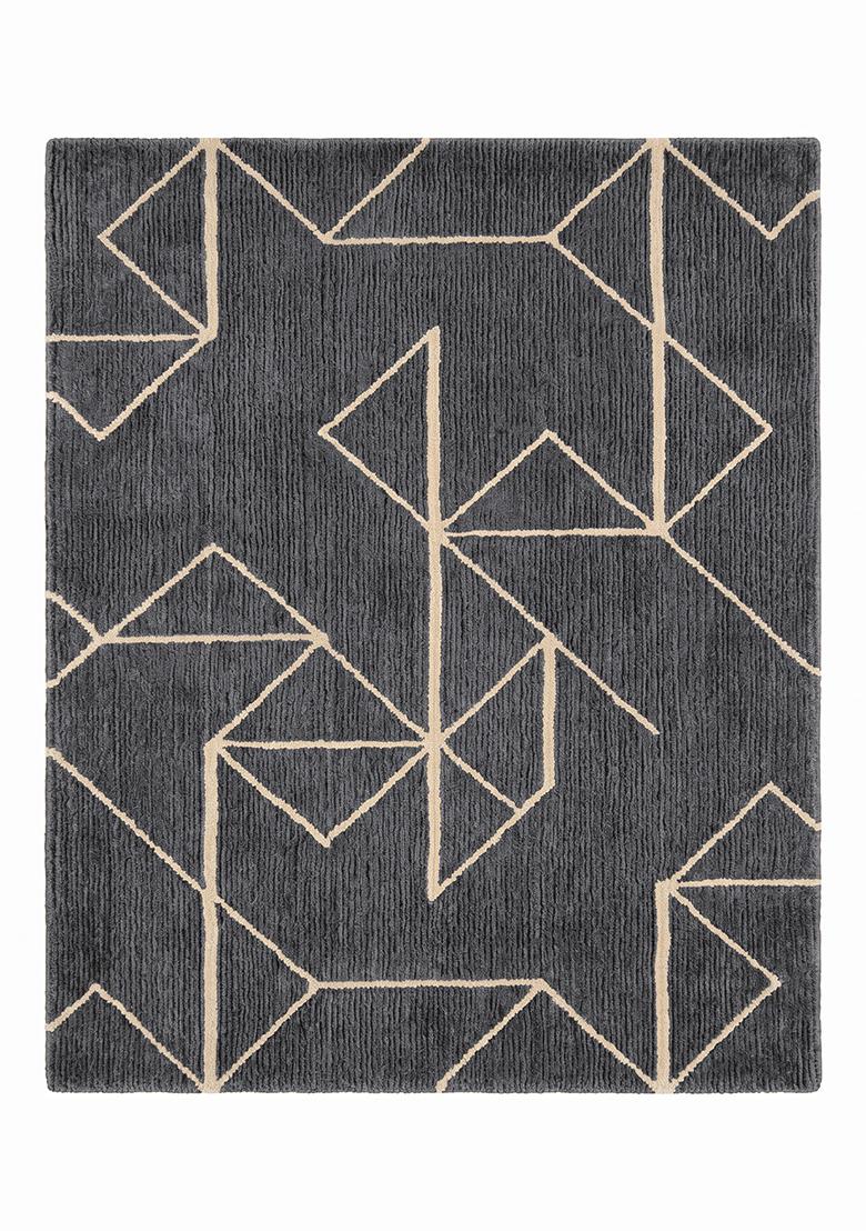 Saffron Rugs Tufted Midnight Blue Geometric Contemporary Rectangular Wool Area Rug - Indya