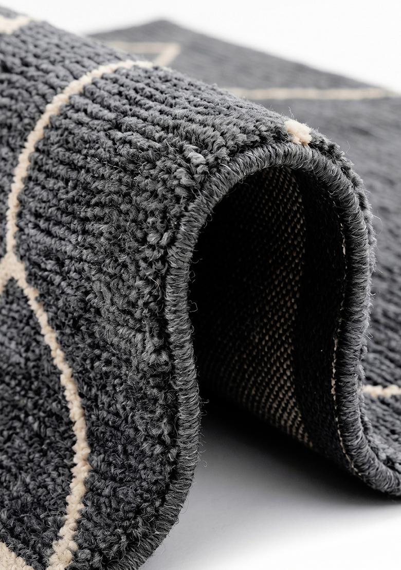 Saffron Rugs Tufted Midnight Blue Geometric Contemporary Rectangular Wool Area Rug - Indya