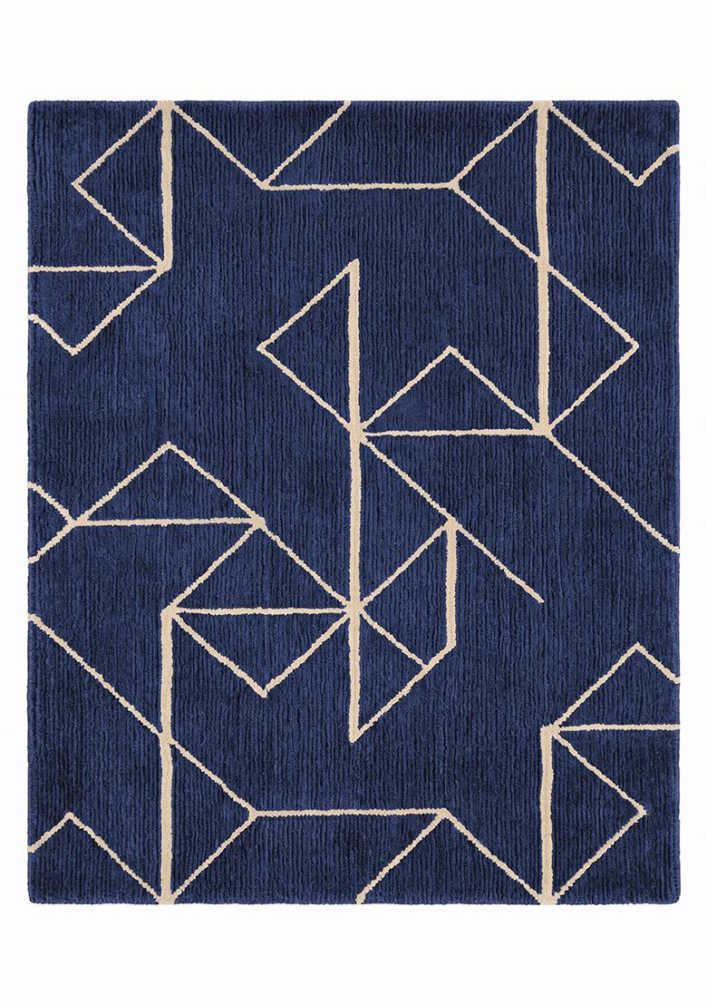 Saffron Rugs Tufted Royal Purple Geometric Contemporary Rectangular Wool Area Rug - Indya