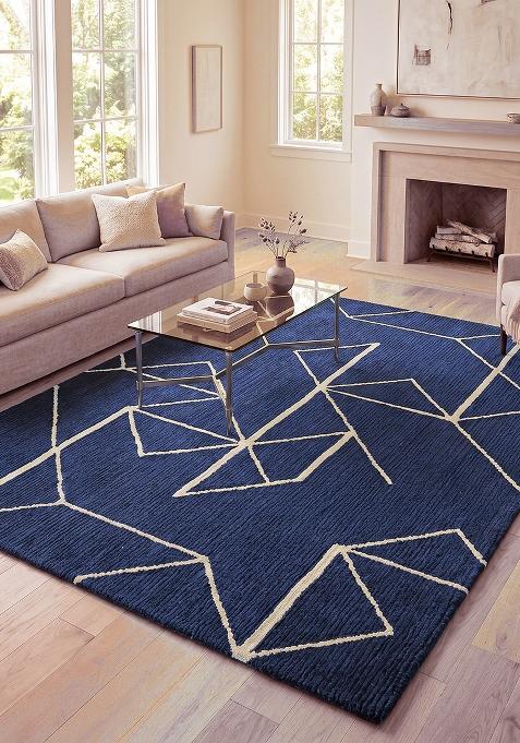 Saffron Rugs Tufted Maroon Geometric Contemporary Rectangular Wool Area Rug