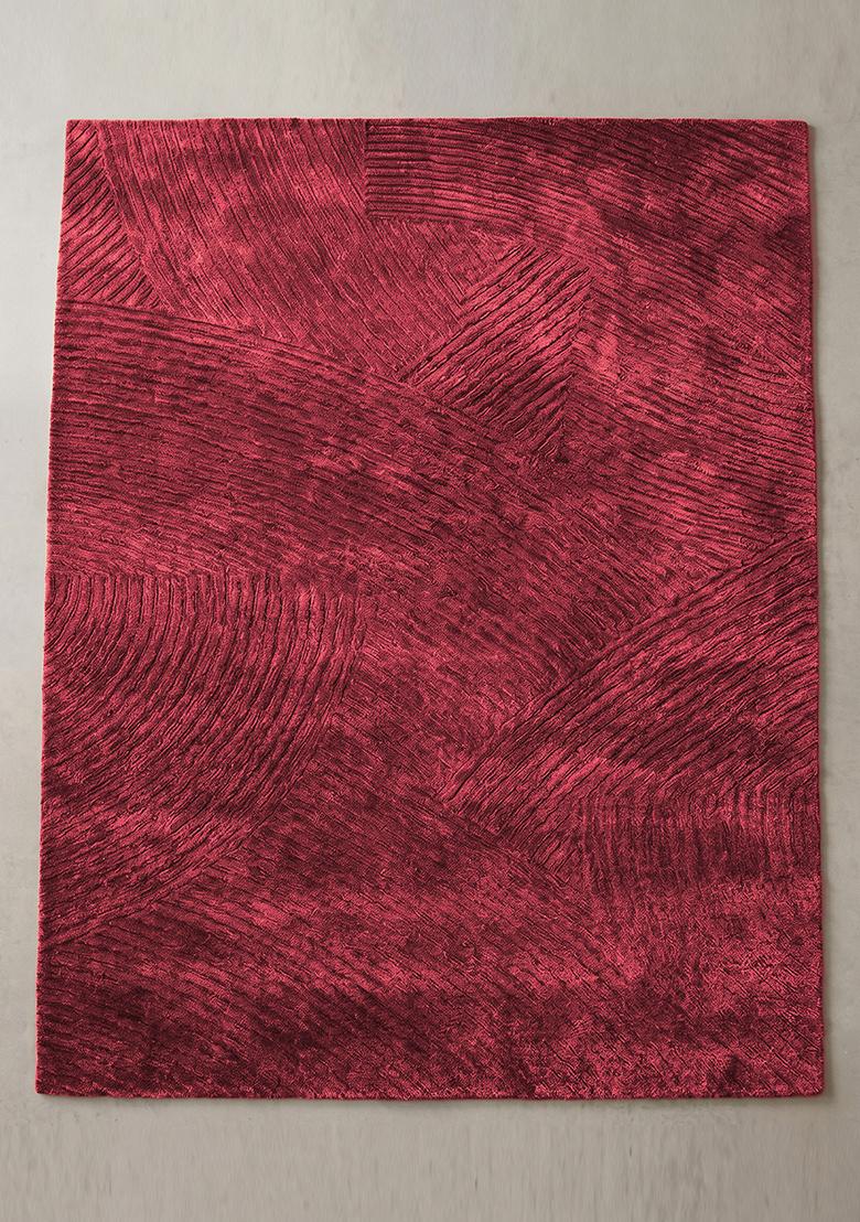 Saffron Rugs Hand Tufted Crimson Red Geometric Contemporary Rectangular Wool Area Rug - Indya