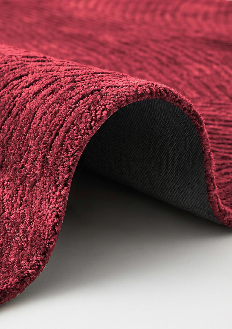 Saffron Rugs Hand Tufted Crimson Red Geometric Contemporary Rectangular Wool Area Rug - Indya