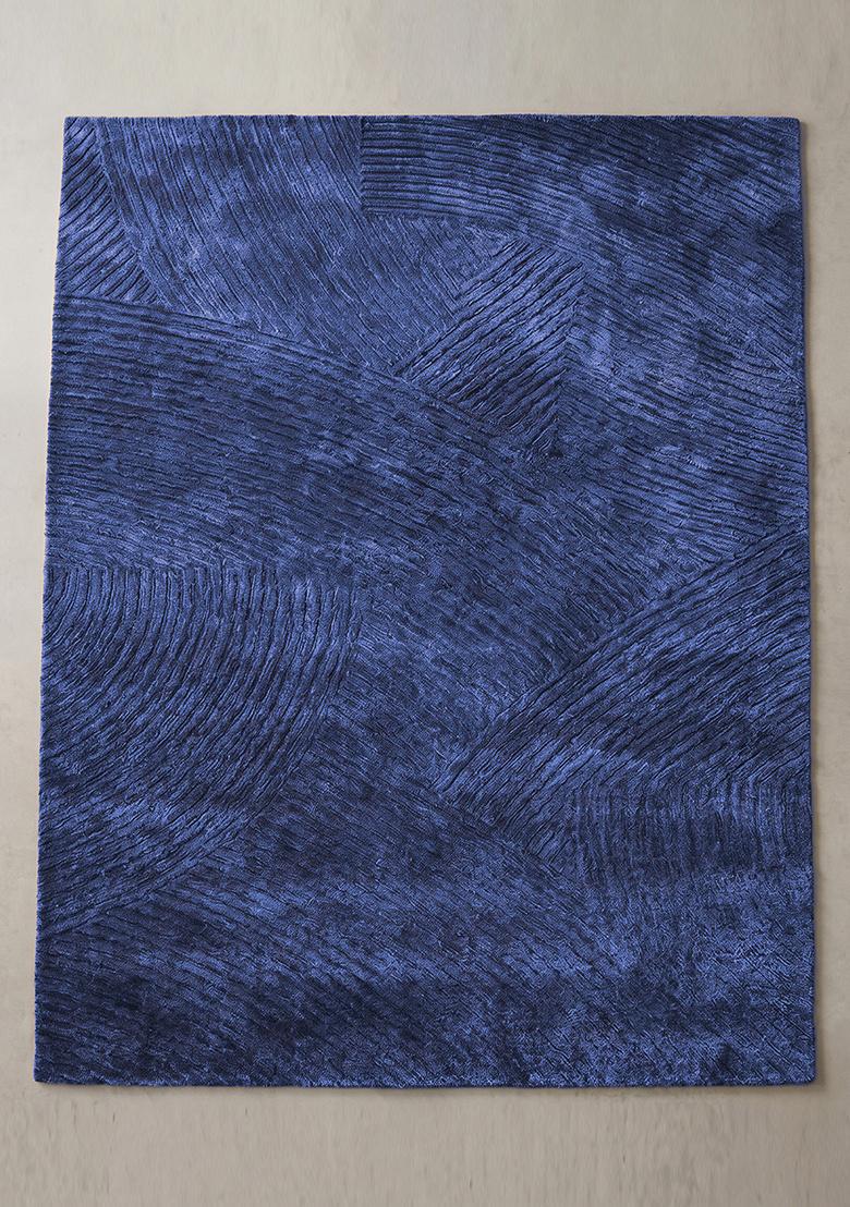 Saffron Rugs Hand Tufted Royal Blue Geometric Contemporary Rectangular Wool Area Rug - Indya